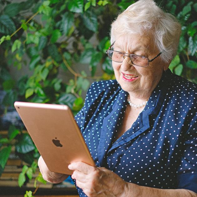 Senior woman using an iPad