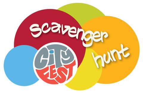 CityFest scavenger hunt Colourful circles with CityFest logo and scavenger hunt text