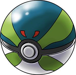 Green and blue pokemon ball