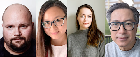 Headshots of Sam Wiebe, Linda Cheng, Erica McKeen, & JJ Lee