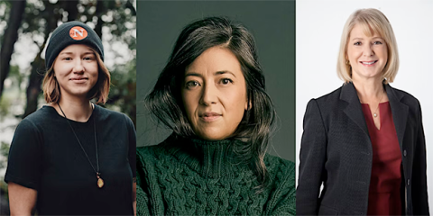 Headshots of Steph Kwetásel’wet Wood and Anne Shibata Casselman and Laura Lynch