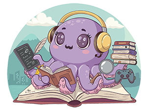 this purple octopus is the NVCL teen friendliness mascot