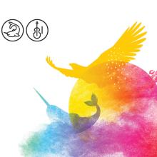 A illustration featuring pastel silhouettes of animals superimposed on one another