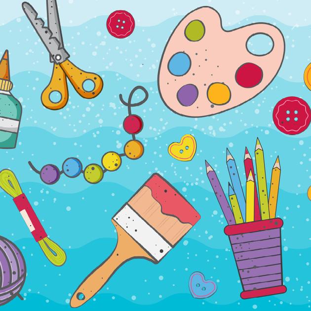 Illustration of arts and crafts supplies
