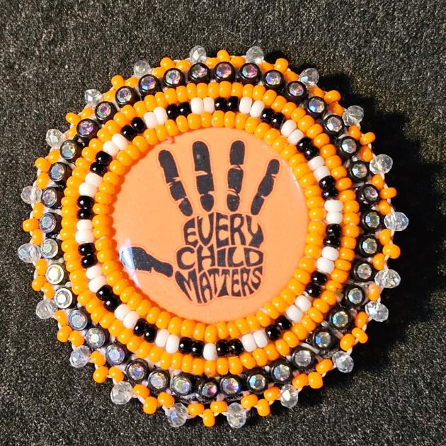 Beaded Pin sample, Every Child Matters.