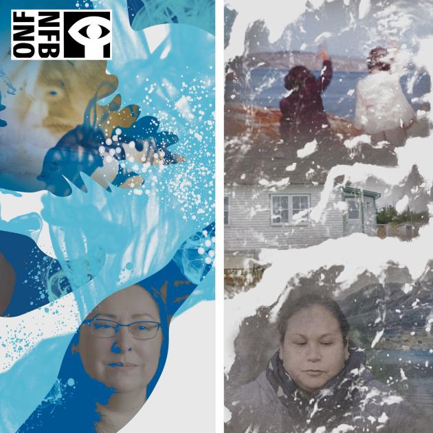 Montage of Inuit artwork and photographs with NFB logo