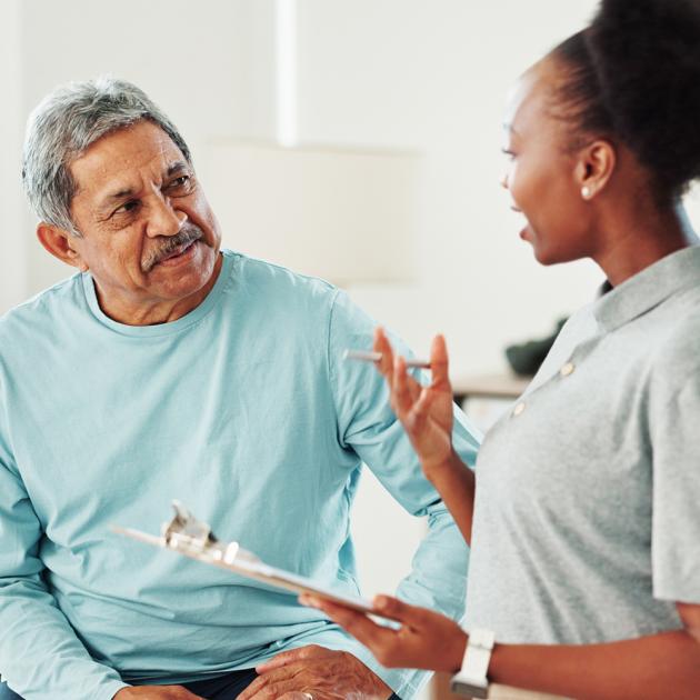 Patient discussing test results with doctor