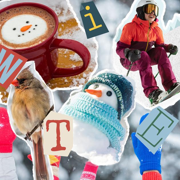 Collage of magazine images of winter scenes