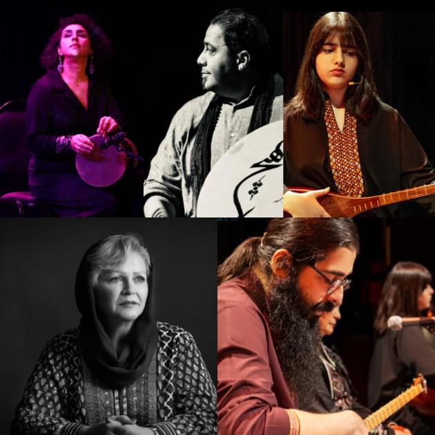 Group of five musicians 