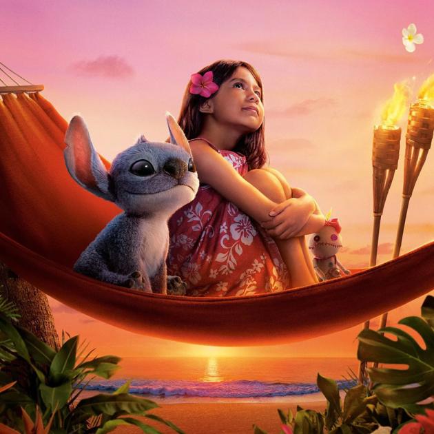 Illustration of girl and alien creature in a hammock at dusk