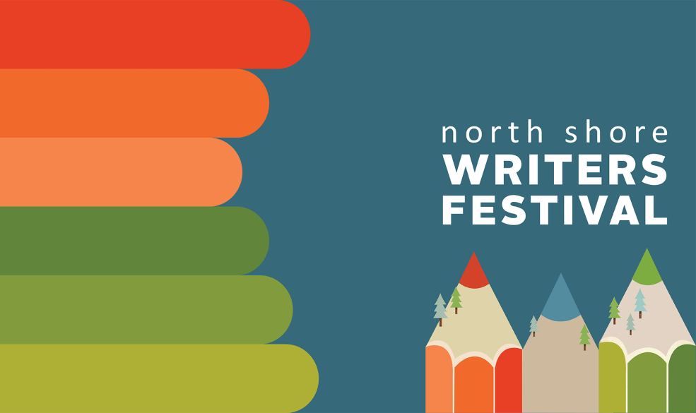 the north shore writers festival logo features pencils drawn to mimic the mountains of the north shore