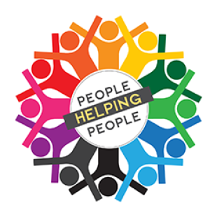 Multicoloured logo depicting people in circle with text reading People Helping People