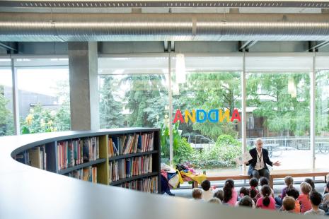 Picture of children listening to a story.