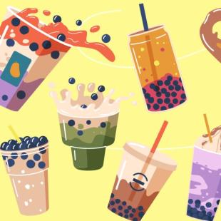 illustration of cups of bubble tea