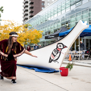 Canoe sleeping ceremony in Civic Plaza